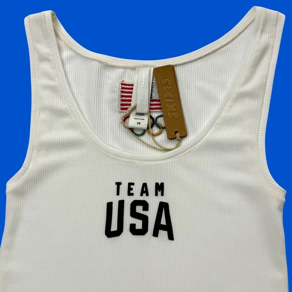 SKIMS Soft Lounge Rib Tank Team USA White XS - Picture 4 of 9